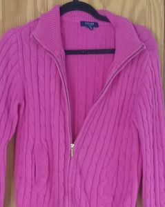 Women's pink zip-up sweater